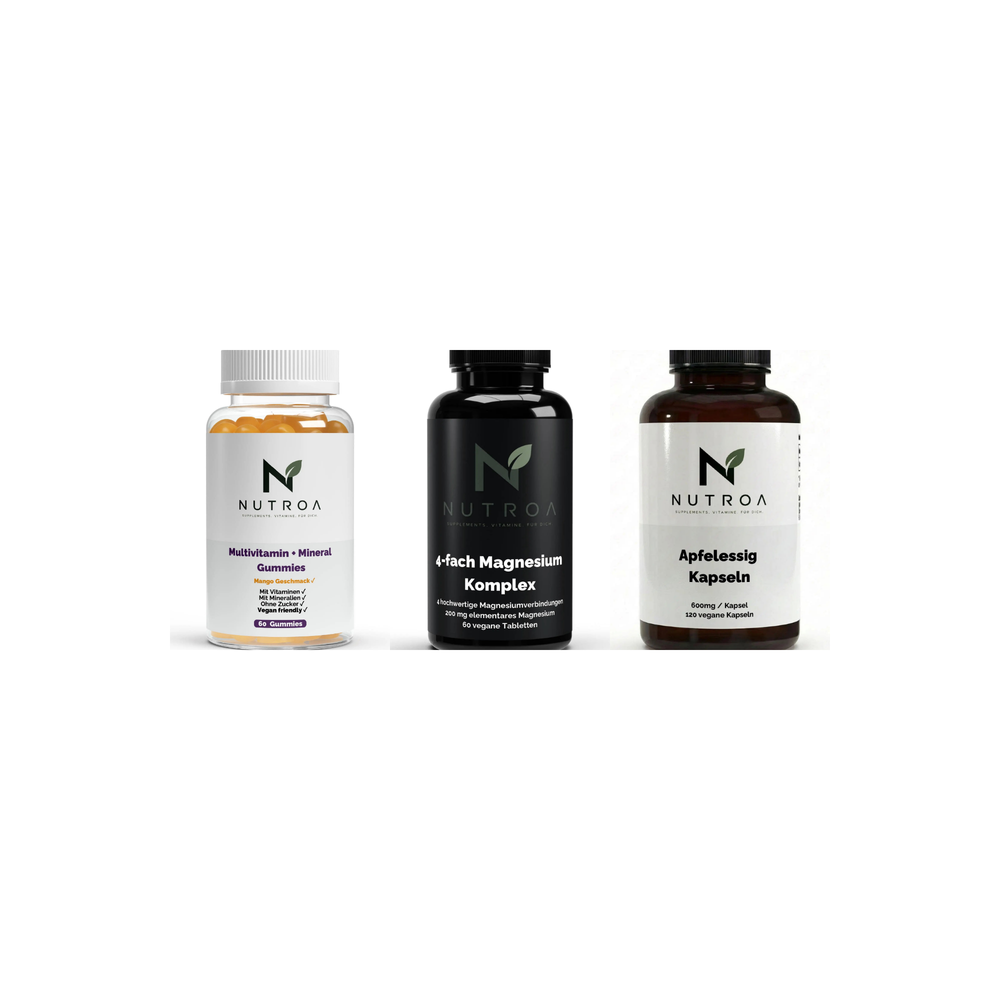 Daily Basis Bundle – Multivitamin + Mineral Gummies, Magnesium 4fach Komplex, Apfelessig Kapseln