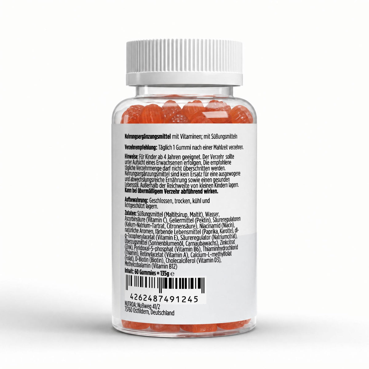 Multivitamin Gummies Kids – orangefarbene Fruchtgummis für Kinder ab 4 Jahren
